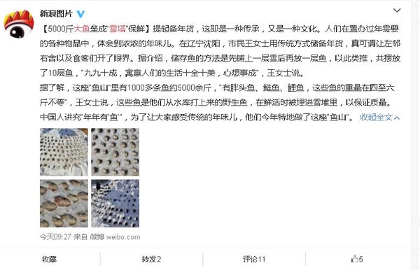 年年有鱼，十全十美：大鱼垒成10层雪塔保鲜